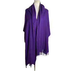 Maraolo India Purple Silk Pashmina Fringe Shawl Scarf  35x87"‎